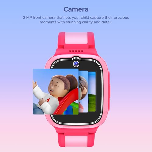 boAt Wanderer Smart Kids Watch w/ 2-Way Video & Voice Calls, SOS, Geo Fencing, Restrict Unknown Calls, Parental Controls,2MP Camera 1.43" (3.6 cm) HD Display Fitness Smart Watch (Candy Pink)