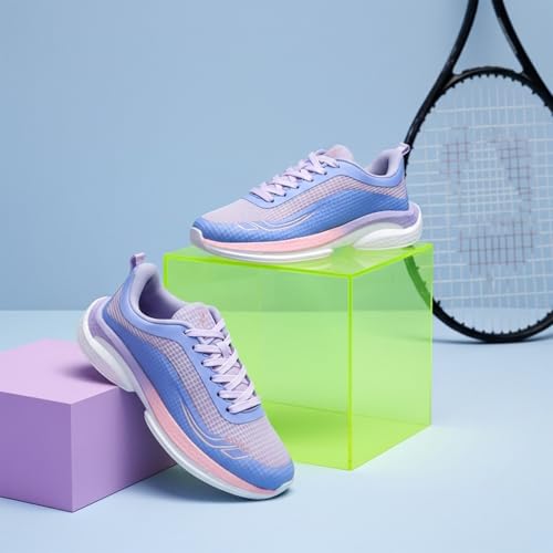 YOHO RushHour Dynamiq™ Sports Shoes for Women |Cushioned Insole, Stylish, Casual & Sneakers for Ladies | Lightweight, Anti-Skid Shoe for Gym, Walking & Running-1800 | Light Blue - UK 6