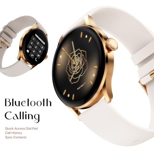 Fire-Boltt Glitz Women Smart Watch with 1.19” AMOLED Display, Bluetooth Calling, Rotating Crown, Always On Display, 1000 Nits Brightness, IP68 Waterproof Pearl White