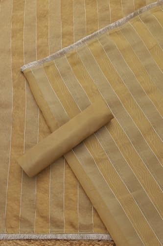 Soch Womens Beige Tissue Shimmer Floral Print Unstitch Dress Material With Zari