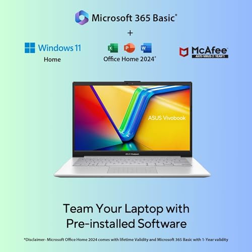 ASUS Vivobook Go 14 (2026),AMD Ryzen 5 40, AMD Radeon iGPU,16GB RAM,512GB SSD,FHD, 14"(35.5 cm),Windows 11 Home,M365 Basic(1 Year)* Office 2024,Cool Silver,1.38 2 Year Brand Warranty