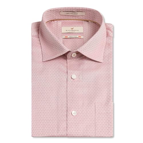 blackberrys Men Pink Luxe India Slim Fit Shirt | Soft Pink Solid Shirt with Full Sleeves, Tailored Profile and Refined Professional Styling | Size 48