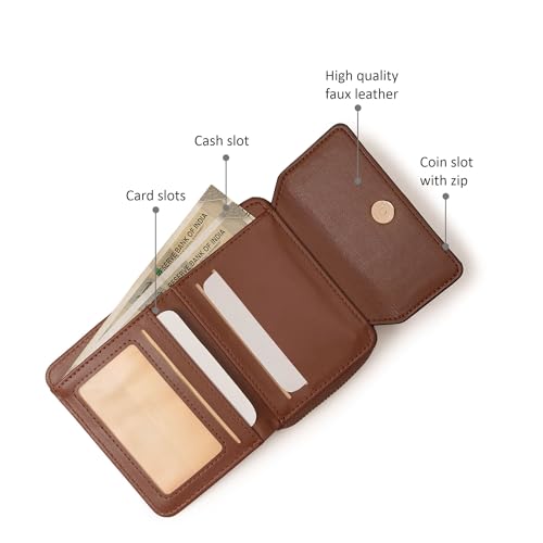 Fastrack Women's Mini Organizer Wallet | Flap Closure, Tri-Fold Design, Zip Coin Pocket, Card & Cash Slots | Compact & Organized | 6 Months Warranty