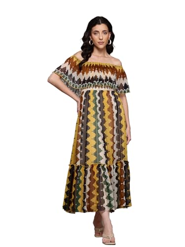 Label RITU KUMAR Multi Color Auriane Off-Shoulder Long Dress
