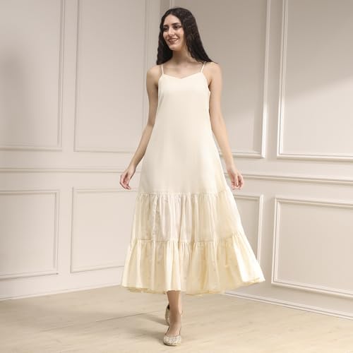 Biba Women's Cotton Embroidered Straight Kurta (SKDSCHIFFLI10573SS25OWH_Off White