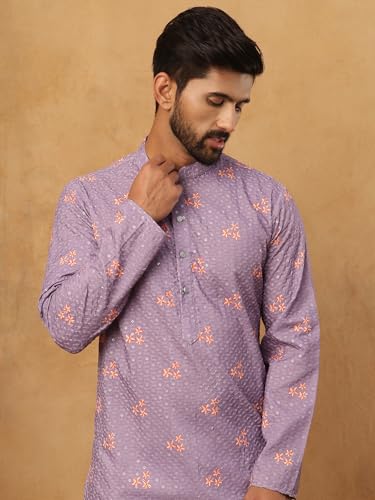 Jompers Festive Cotton Blend Printed Kurta (Purple, L)