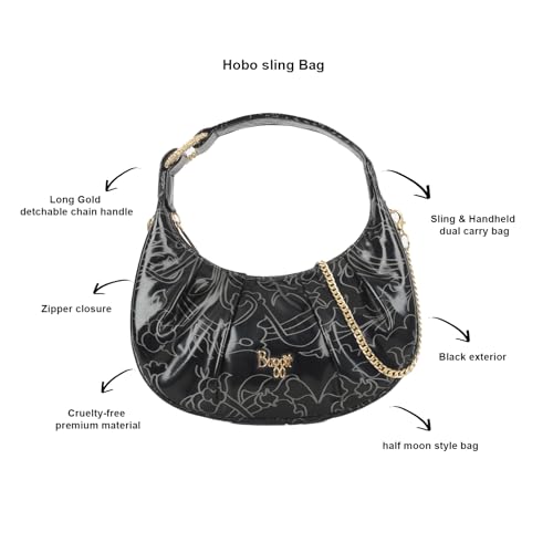 Baggit Women Black Sling Bag XXXS Size | Ladies Stylish Casual Cross Body Purse Handbag