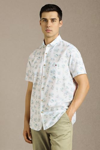 Louis Philippe Men White Print Half Sleeves Casual Shirt