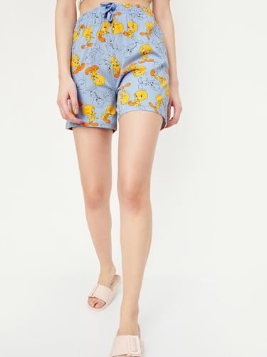 Max Women Tweedy Printed Knit Shorts (SU24CLD20LIGHT BLUE)_XS