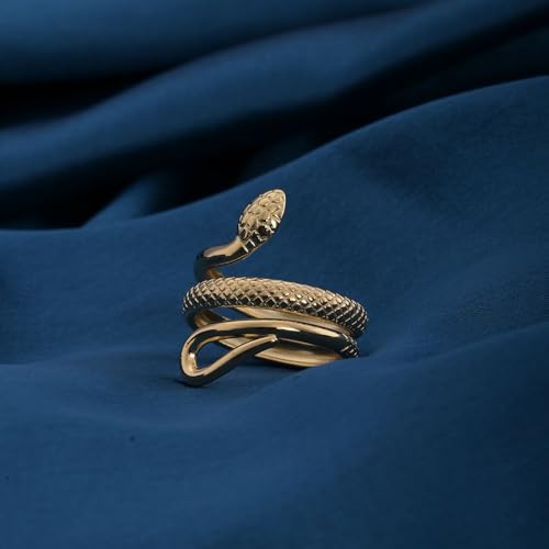 PALMONAS Serpent's Embrace Gold Ring for Women - Gift for Girls & Women | Waterproof & Anti Tarnish Rings, 18k Gold Plated Rings