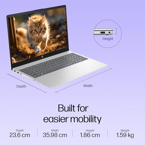 HP 15, 13th Gen Intel Core i3-1315U (12GB DDR4, 512GB SSD) FHD, Anti-Glare, Micro-Edge, 15.6''/39.6cm, Win11, M365 Basic(1yr)* Office24, Silver, 1.59kg, fd0573TU, FHD Camera w/Shutter Laptop