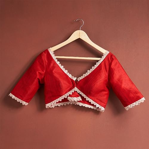 SALWAR STUDIO Red Mulberry Silk Readymade Blouse- Pack of 1.