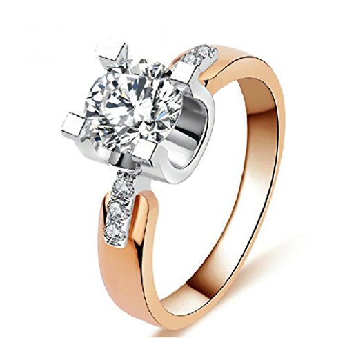 RUVEE Hortensia Rose Gold Crystal American Diamond Crystal Alloy Ring for Women & Girls Valentines Day Special (6)