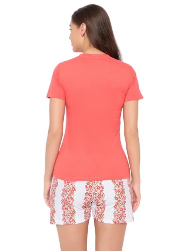 Clovia Women's Cotton Printed Top & Shorts Set (LS0410P19_Multi_M) Multicolour
