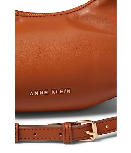 Anne Klein Convertible Crescent Shoulder Bag w/Braided Trim, Saddle, One Size