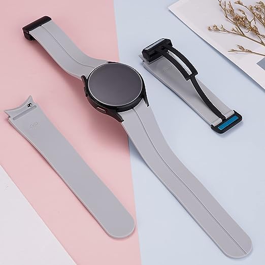 mFoniscie Soft Silicon Magnetic Lock Strap Compatible with Samsung Galaxy Watch 4 Strap 40mm|44mm, 20mm Silicone Sport Bands with Magnetic Folding Buckle