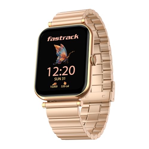 Fastrack Noir Charm Smart Watch for Women 1.65" inch AMOLED Display,Sleek Design,AI Watchface & AI Chat,Functional Crown,24/7 Health Suite,BT Calling,SpO2,HRM,IP68, Multiple Menu Styles- Rose Gold