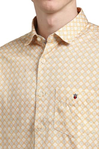 Men Yellow Slim Fit Print Full Sleeves Casual Shirt