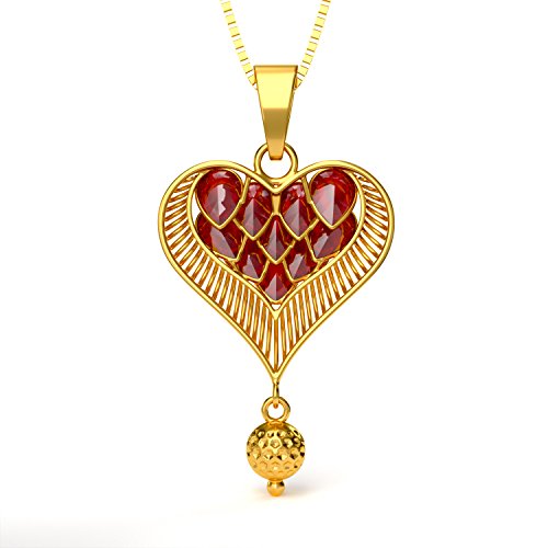 Joyalukkas 22KT Yellow Gold and Ruby Pendant for Girls