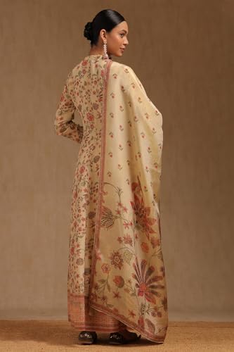 Soch Womens Beige Tissue Botanical Salwar Suit With Cutdana