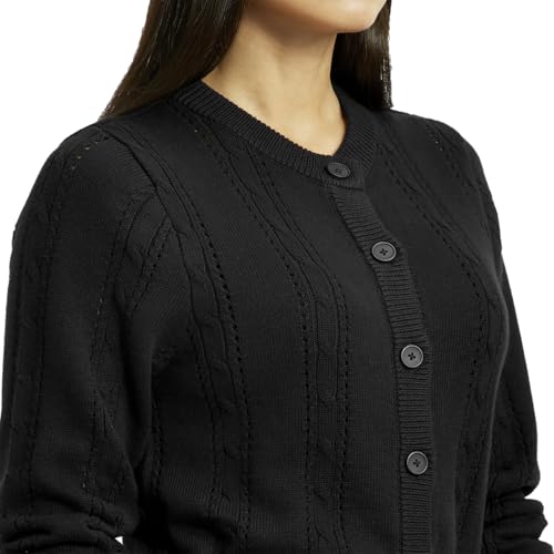 Levi's Women's Self Design Black Round Neck Sweater