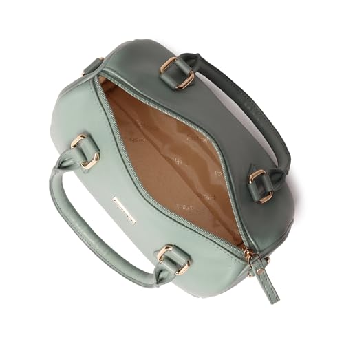 Fastrack Women Carryall Satchel with Top Handles and Adjustable Shoulder Strap - Stylish Barrel Bag with Secure Zip Closure for Everyday Use, Green