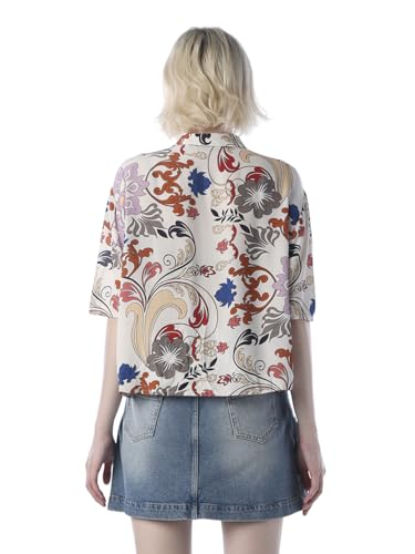 ONLY Women's Graphic Print Oversized Fit White Shirt