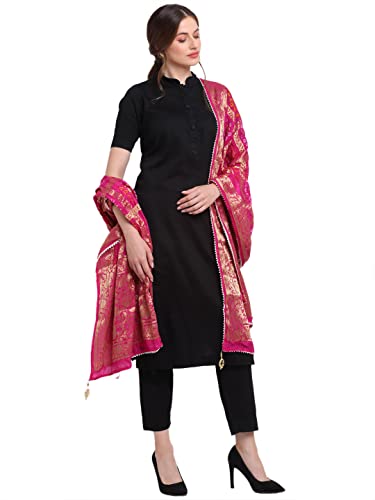 JABAMA® Women's Banarasi Woven Dupatta (Magenta, BANDU12_Grp)