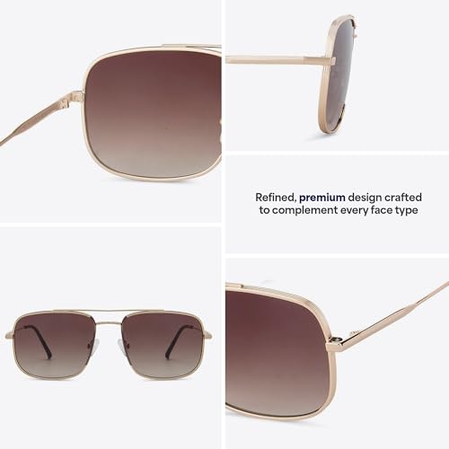 John Jacobs | UV Protection Sunglasses For Men & Women | Gold Brown Gradient Full Rim Square Medium (Size-58) JJ S12799-C3