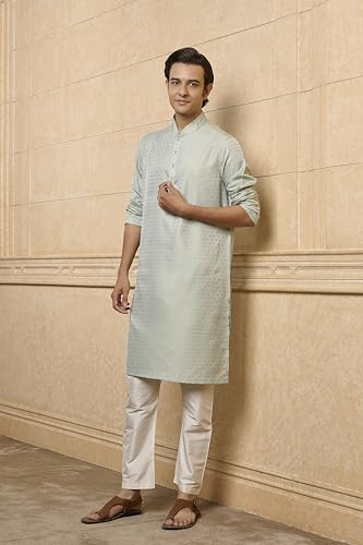 TASVA Light Green Jacquard Kurta Set|Size: L