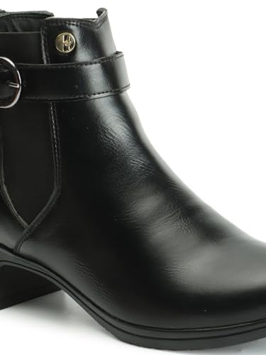 ELLE Women's Fashionable Buckle Boots Colour-Black, Size-UK 3