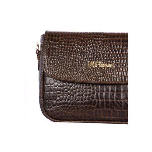 Firme Croco Women's Leather Sling Bag | Sling Bag for Women | Lightweight | Black (M Green)