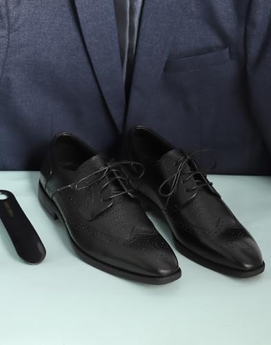 Monte Carlo Mens Black Solid Leather Slip On Compamporary Brogue Shoes - 201856FW-1-11