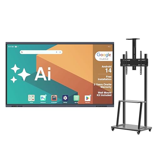 BIG VUE Pluss 55 Inch Android 14 Interactive Television, All-in-1 Digital Panel Board with Stand, 8 GB RAM 128 GB ROM, Ai Enabled, Multitouch Screen Display for Teaching, Classroom & Office Use