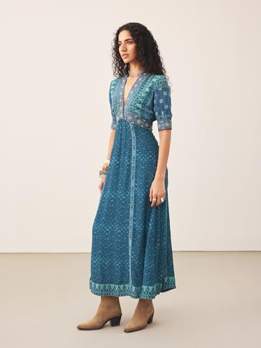Ritu Kumar Blue Kanan Half Sleeves Long Dress