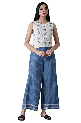 W Cotton Blend Strechable Parallel Pants for Women | Cotton Blend Parallel Pants for Women | Trousers for Women | W for Woman