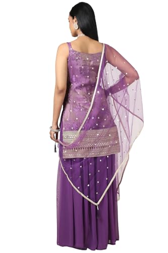 Soch Womens Purple Tissue Embroidered Suit Set with Sequins