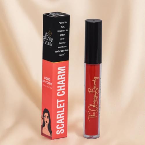 The Glazing Beauty Scarlet Charm – Bold Red Liquid Lipstick | Long-Lasting Matte Finish, Smudge-Proof & Lightweight Lip Color