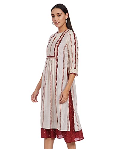 W for Woman Rayon a-line Dress (20FEW13251-113686_Ecru_16 (XX-Large))