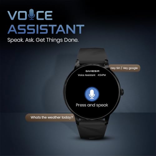 GameSir Active Rush Smart Watch for Men & Women, 1.27" Full Touch Display, Bluetooth Calling, Fitness Tracking, Message Notifications, Android & iOS Compaatible - (Black)