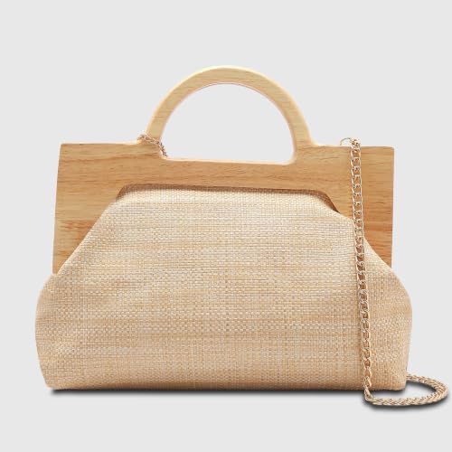 Caprese Emily in Paris Riyo Embroidered Clutch for Women | Medium Handheld Bag with Chain Strap | Faux Leather Evening Clutch | Kiss-Lock Closure | Metal Charm