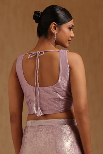 Soch Womens Lavender Fendy Tissue Solid Ready to Wear Saree