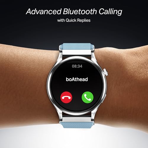 boAt Lunar Discovery Pro, 1.39" Display, Premium Metal Build, Round Dial, Emergency SOS, Functional Crown, Multiple Sports Modes, HR,SpO2 & Sleep Tracking, Smart Watch for Men & Women (Sports Blue)
