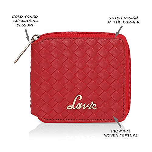 Lavie Women's Bot Pro Compact Zip Around Wallet Red Ladies Purse Handbag