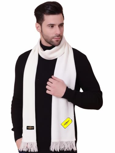 Pick Ur Needs Premium Soft, Warm & Breathable Wool Blend Winter Scarf for Men Fashionable Elegant Muffler (Off white)