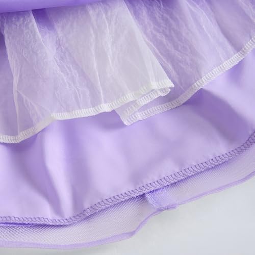 Hopscotch Girls Lavender Short Sleeves Floral Applique Tiered Dress for Age (5-6 Years)