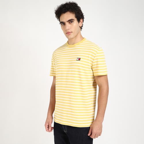 Tommy Hilfiger Mens Yellow Color T-Shirt (L)
