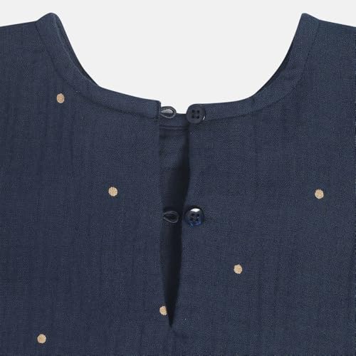 Hopscotch Girls Full Sleeves Blue Polka Dot Pure Cotton T-shirt (0-3 Months)
