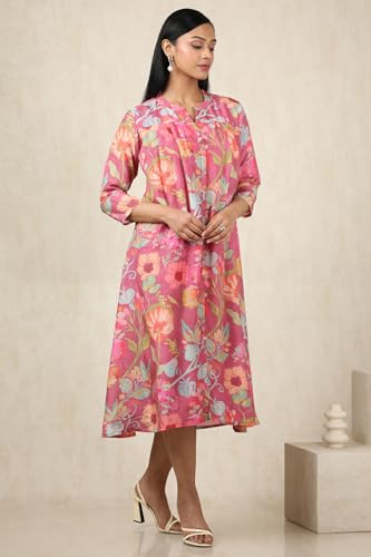 Soch Womens Onion Pink Muslin Botanical Dress