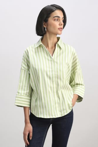Women Green Stripe 3/4th Sleeves Shirt